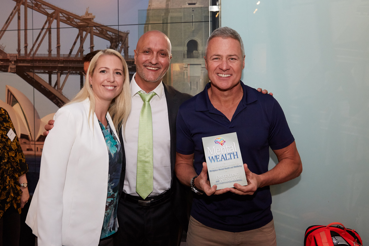 Ed Phillips (TV Presenter) with Emi, Peter and the Mental Wealth book
